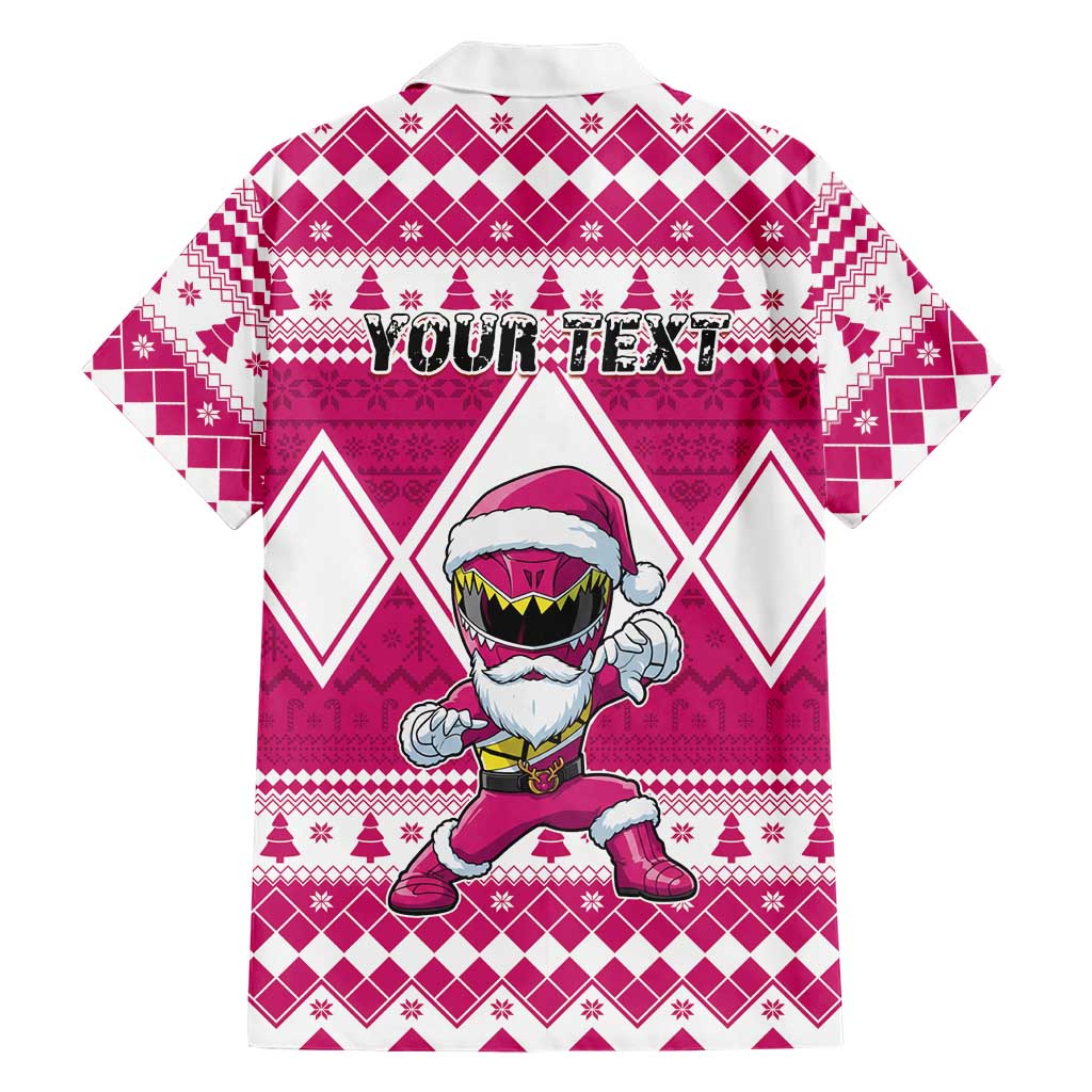 Personalized Power Pink Ranger Santa Claus Family Matching Mermaid Dress and Hawaiian Shirt Funny Christmas - Wonder Print Shop