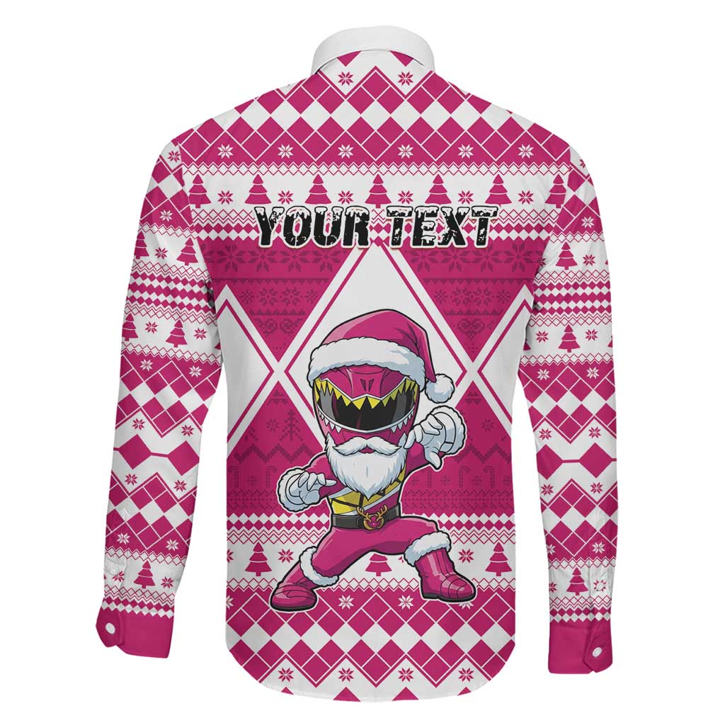 Personalized Power Pink Ranger Santa Claus Family Matching Mermaid Dress and Hawaiian Shirt Funny Christmas - Wonder Print Shop