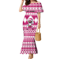 Personalized Power Pink Ranger Santa Claus Family Matching Mermaid Dress and Hawaiian Shirt Funny Christmas - Wonder Print Shop