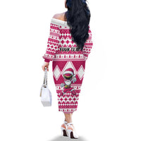 Personalized Power Pink Ranger Santa Claus Family Matching Off The Shoulder Long Sleeve Dress and Hawaiian Shirt Funny Christmas - Wonder Print Shop