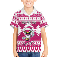 Personalized Power Pink Ranger Santa Claus Family Matching Off The Shoulder Long Sleeve Dress and Hawaiian Shirt Funny Christmas - Wonder Print Shop