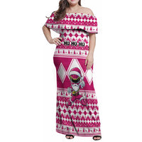 Personalized Power Pink Ranger Santa Claus Family Matching Off Shoulder Maxi Dress and Hawaiian Shirt Funny Christmas - Wonder Print Shop