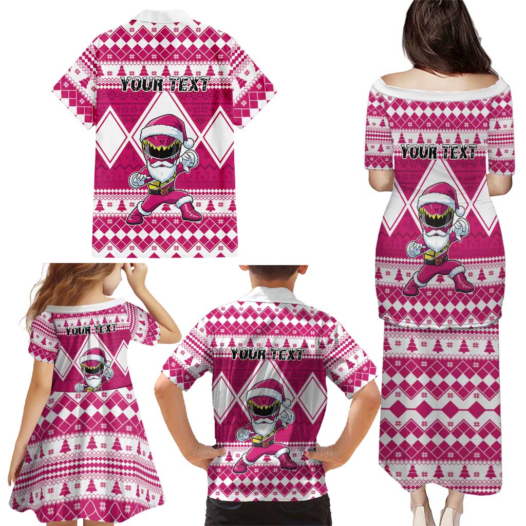 Personalized Power Pink Ranger Santa Claus Family Matching Puletasi and Hawaiian Shirt Funny Christmas - Wonder Print Shop