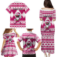 Personalized Power Pink Ranger Santa Claus Family Matching Puletasi and Hawaiian Shirt Funny Christmas - Wonder Print Shop