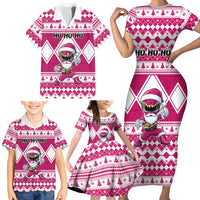 Personalized Power Pink Ranger Santa Claus Family Matching Short Sleeve Bodycon Dress and Hawaiian Shirt Funny Christmas - Wonder Print Shop