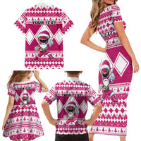 Personalized Power Pink Ranger Santa Claus Family Matching Short Sleeve Bodycon Dress and Hawaiian Shirt Funny Christmas - Wonder Print Shop