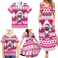 Personalized Power Pink Ranger Santa Claus Family Matching Summer Maxi Dress and Hawaiian Shirt Funny Christmas - Wonder Print Shop