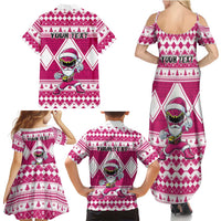 Personalized Power Pink Ranger Santa Claus Family Matching Summer Maxi Dress and Hawaiian Shirt Funny Christmas - Wonder Print Shop
