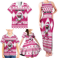 Personalized Power Pink Ranger Santa Claus Family Matching Tank Maxi Dress and Hawaiian Shirt Funny Christmas - Wonder Print Shop