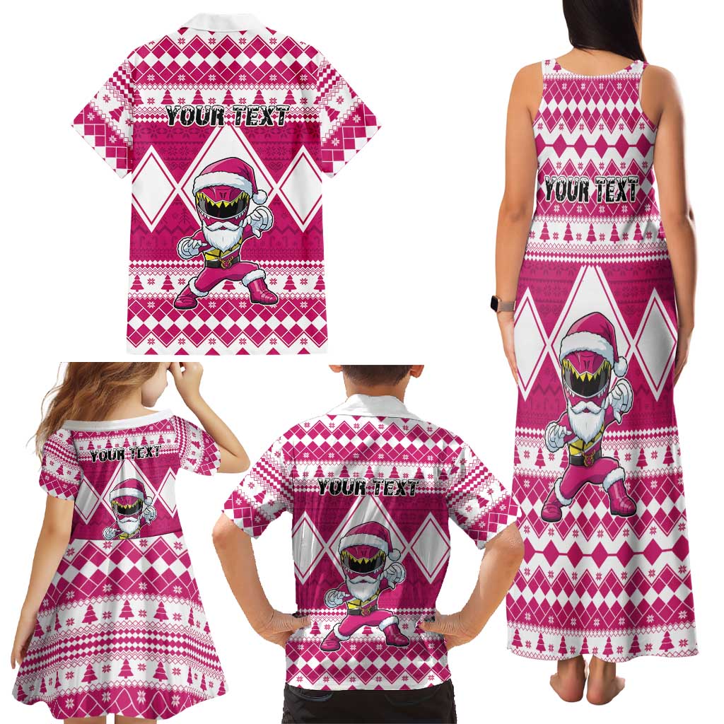 Personalized Power Pink Ranger Santa Claus Family Matching Tank Maxi Dress and Hawaiian Shirt Funny Christmas - Wonder Print Shop