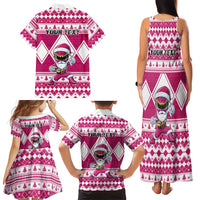 Personalized Power Pink Ranger Santa Claus Family Matching Tank Maxi Dress and Hawaiian Shirt Funny Christmas - Wonder Print Shop