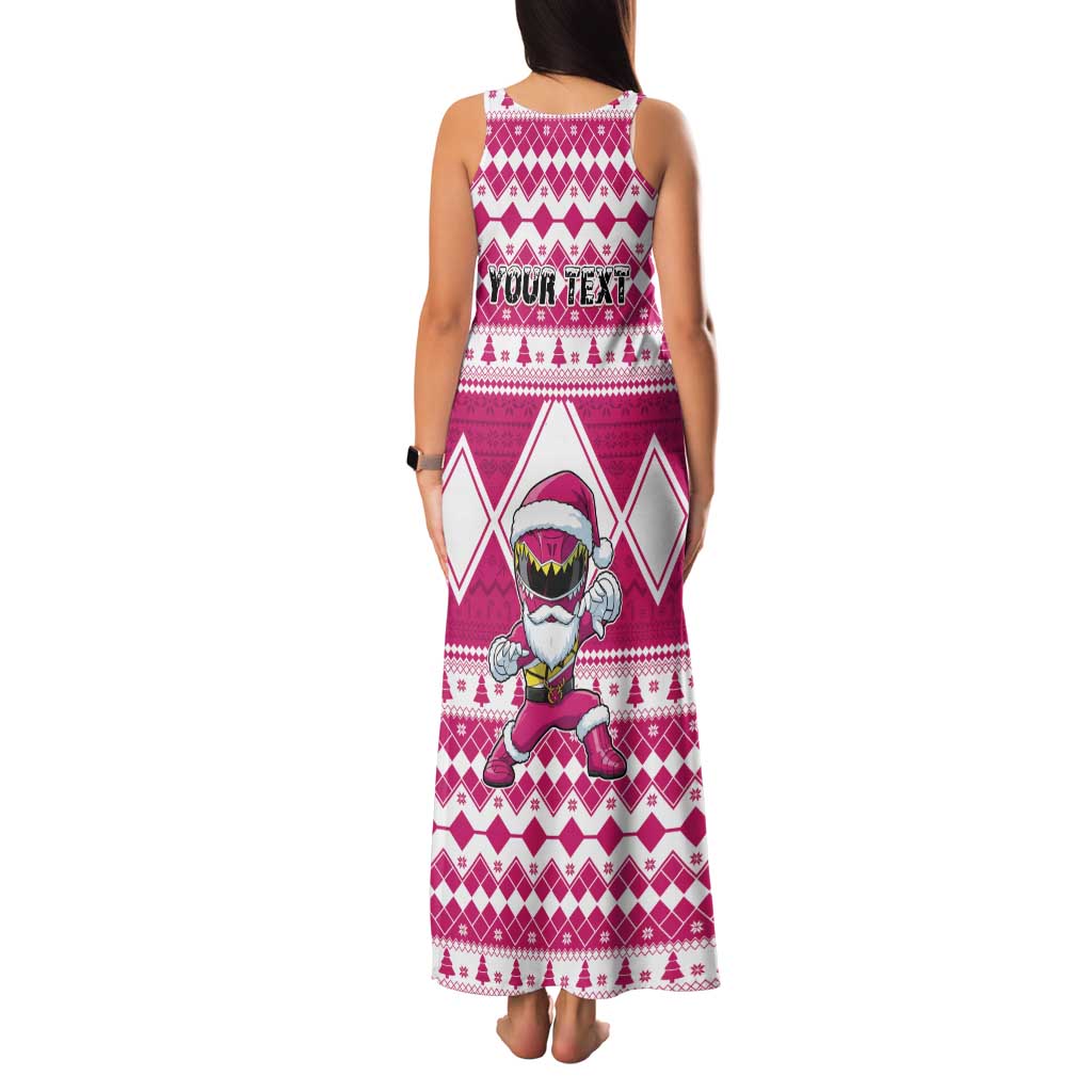 Personalized Power Pink Ranger Santa Claus Family Matching Tank Maxi Dress and Hawaiian Shirt Funny Christmas - Wonder Print Shop