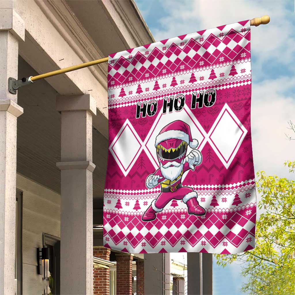 Power Pink Ranger Santa Claus Garden Flag Funny Christmas - Wonder Print Shop
