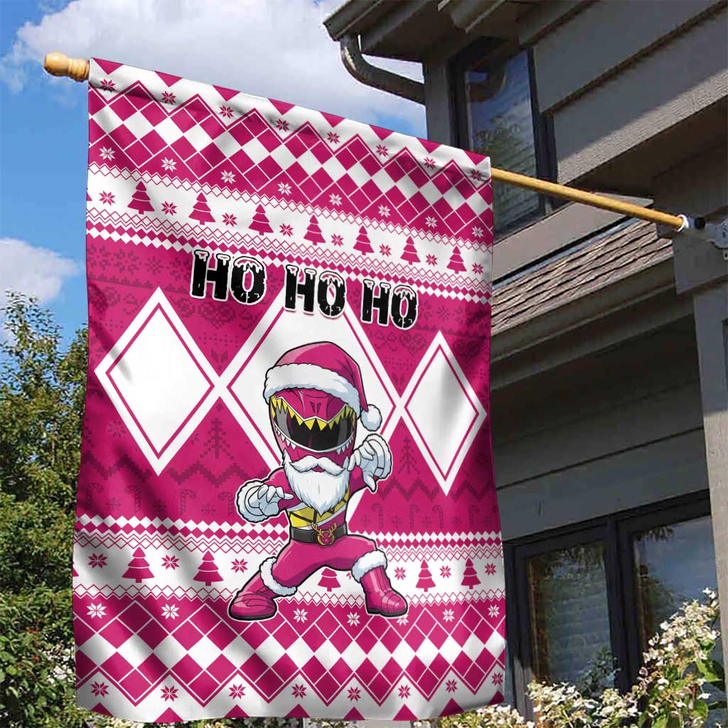 Power Pink Ranger Santa Claus Garden Flag Funny Christmas - Wonder Print Shop