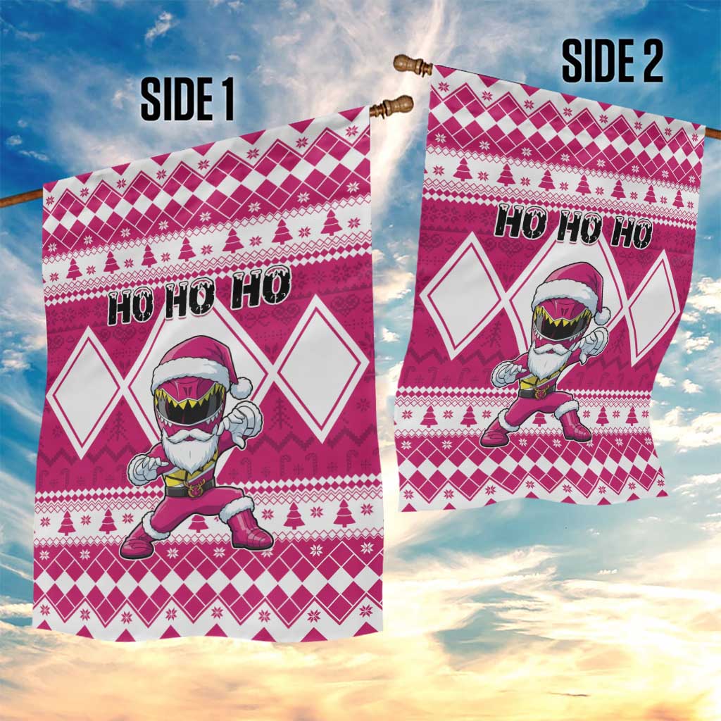 Power Pink Ranger Santa Claus Garden Flag Funny Christmas - Wonder Print Shop