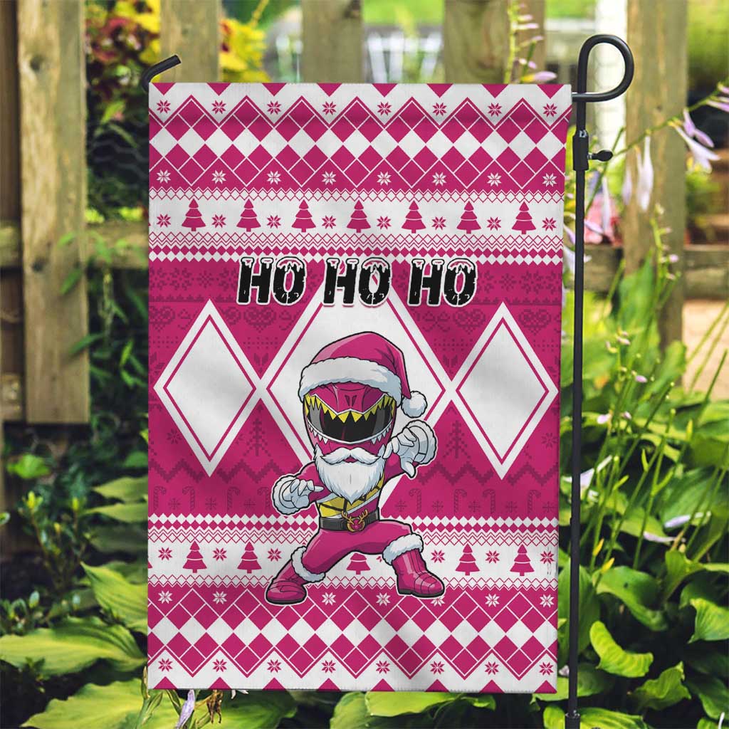 Power Pink Ranger Santa Claus Garden Flag Funny Christmas - Wonder Print Shop