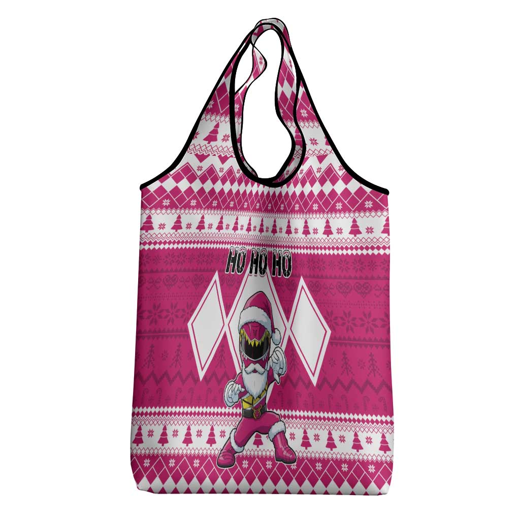 Power Pink Ranger Santa Claus Grocery Bag Funny Christmas - Wonder Print Shop