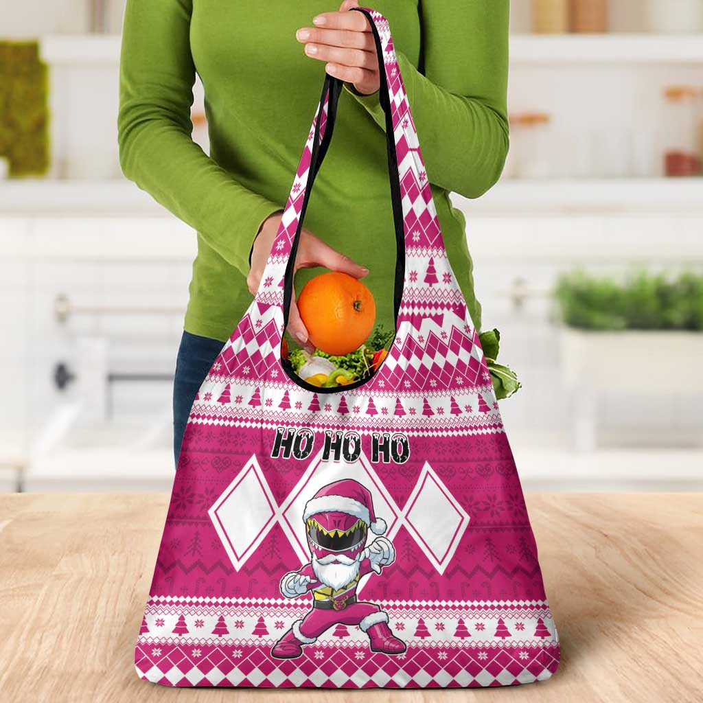 Power Pink Ranger Santa Claus Grocery Bag Funny Christmas - Wonder Print Shop