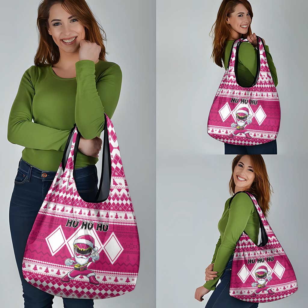 Power Pink Ranger Santa Claus Grocery Bag Funny Christmas - Wonder Print Shop