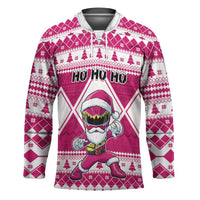 Personalized Power Pink Ranger Santa Claus Hockey Jersey Funny Christmas - Wonder Print Shop
