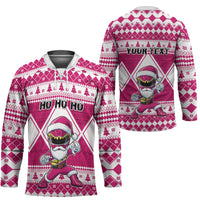 Personalized Power Pink Ranger Santa Claus Hockey Jersey Funny Christmas - Wonder Print Shop