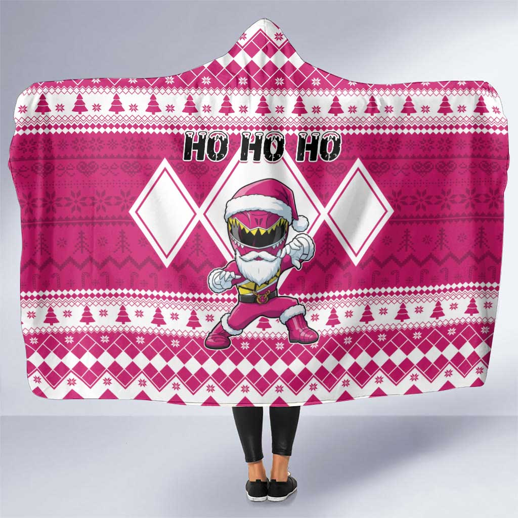 Power Pink Ranger Santa Claus Hooded Blanket Funny Christmas - Wonder Print Shop