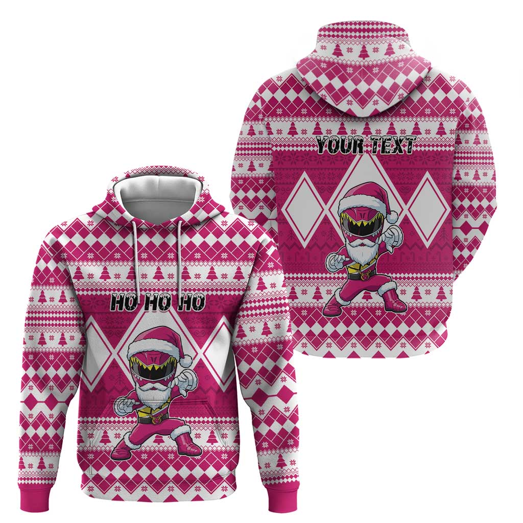 Personalized Power Pink Ranger Santa Claus Hoodie Funny Christmas - Wonder Print Shop