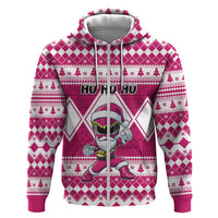 Personalized Power Pink Ranger Santa Claus Hoodie Funny Christmas - Wonder Print Shop
