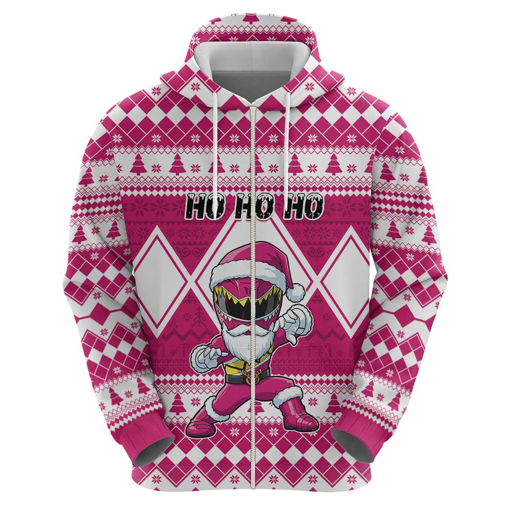 Personalized Power Pink Ranger Santa Claus Hoodie Funny Christmas - Wonder Print Shop