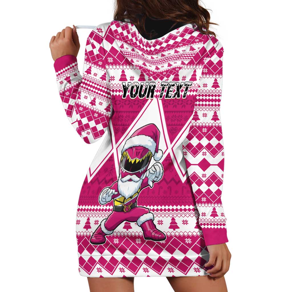 Personalized Power Pink Ranger Santa Claus Hoodie Dress Funny Christmas - Wonder Print Shop