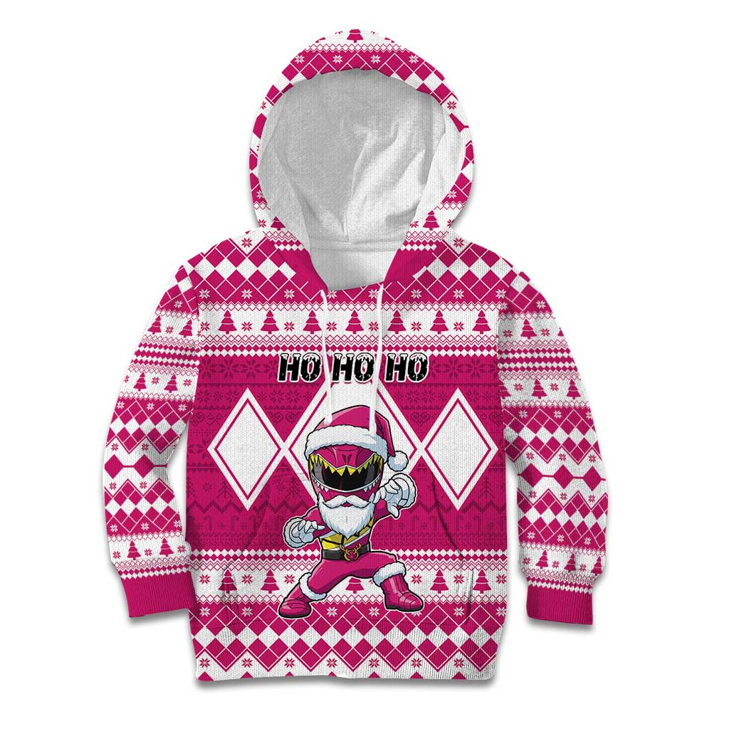 Personalized Power Pink Ranger Santa Claus Kid Hoodie Funny Christmas - Wonder Print Shop