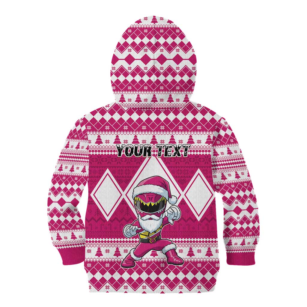 Personalized Power Pink Ranger Santa Claus Kid Hoodie Funny Christmas - Wonder Print Shop