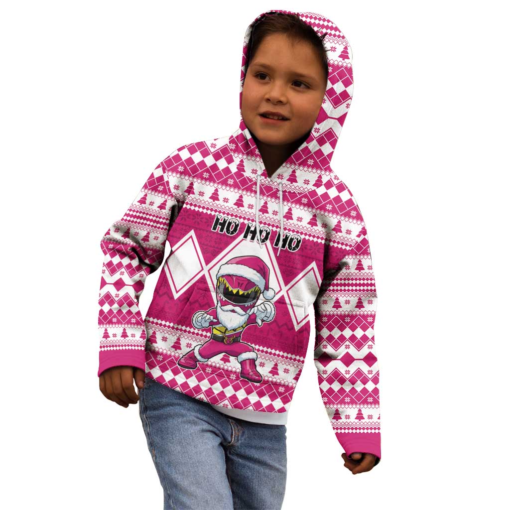 Personalized Power Pink Ranger Santa Claus Kid Hoodie Funny Christmas - Wonder Print Shop
