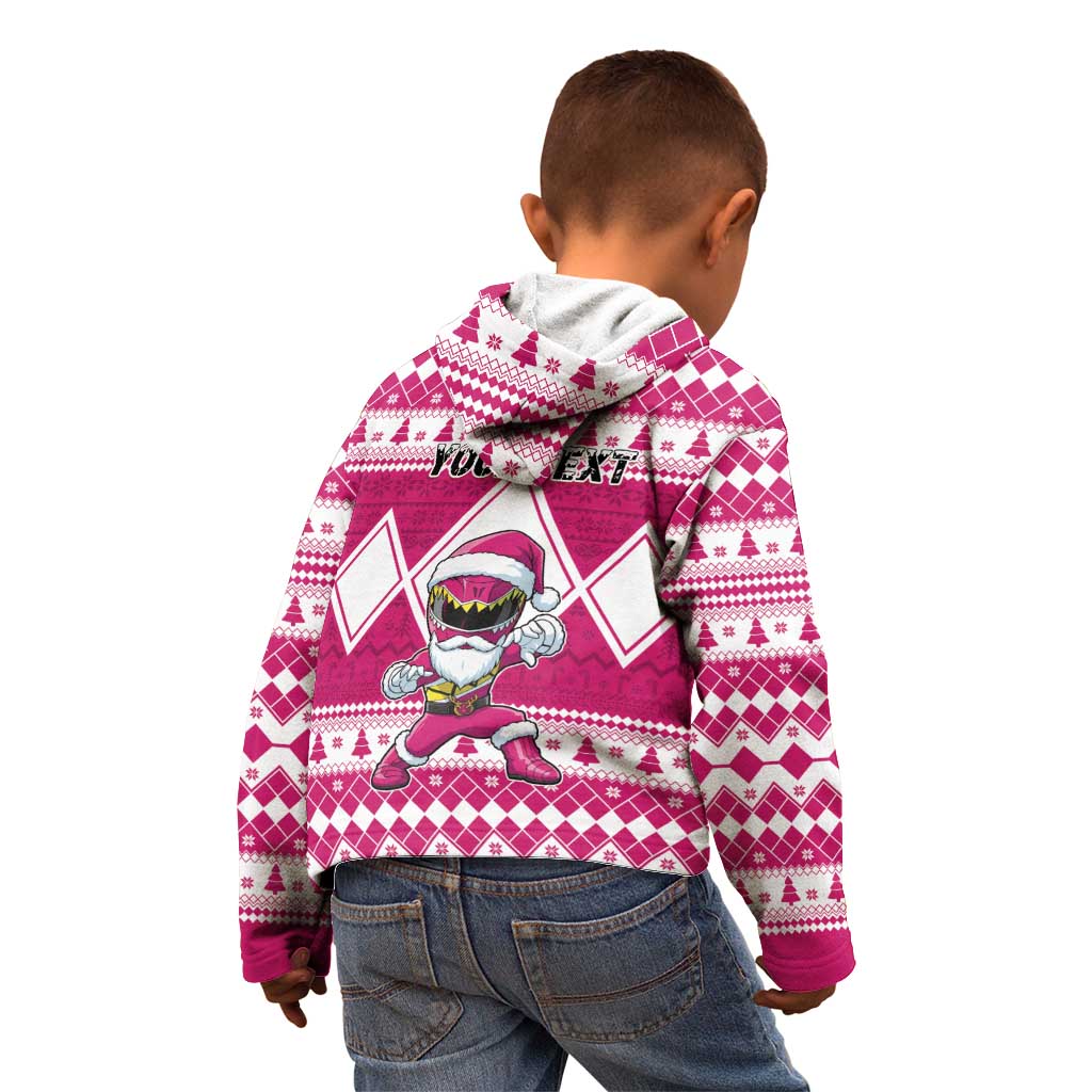 Personalized Power Pink Ranger Santa Claus Kid Hoodie Funny Christmas - Wonder Print Shop