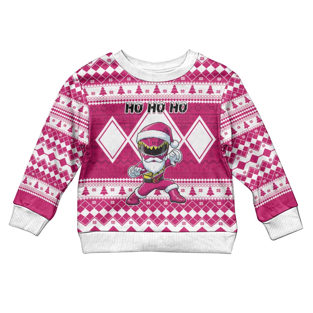 Power Pink Ranger Santa Claus Kid Ugly Christmas Sweater Funny Christmas - Wonder Print Shop