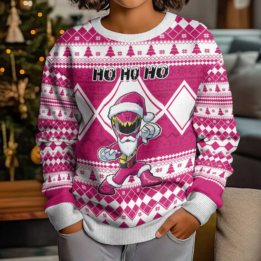 Power Pink Ranger Santa Claus Kid Ugly Christmas Sweater Funny Christmas - Wonder Print Shop