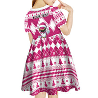 Personalized Power Pink Ranger Santa Claus Kid Short Sleeve Dress Funny Christmas - Wonder Print Shop