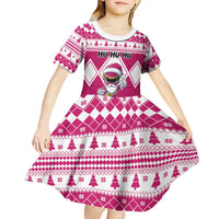 Personalized Power Pink Ranger Santa Claus Kid Short Sleeve Dress Funny Christmas - Wonder Print Shop