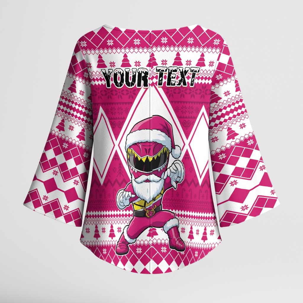 Personalized Power Pink Ranger Santa Claus Kimono Sleeve Blouse Funny Christmas - Wonder Print Shop