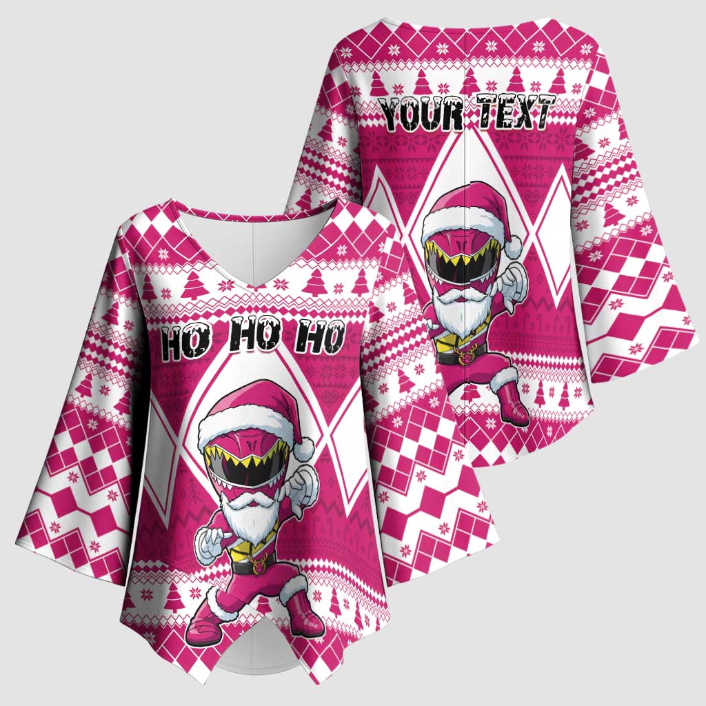Personalized Power Pink Ranger Santa Claus Kimono Sleeve Blouse Funny Christmas - Wonder Print Shop