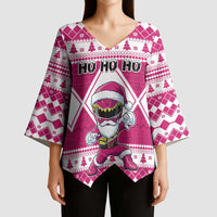 Personalized Power Pink Ranger Santa Claus Kimono Sleeve Blouse Funny Christmas - Wonder Print Shop
