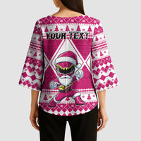 Personalized Power Pink Ranger Santa Claus Kimono Sleeve Blouse Funny Christmas - Wonder Print Shop