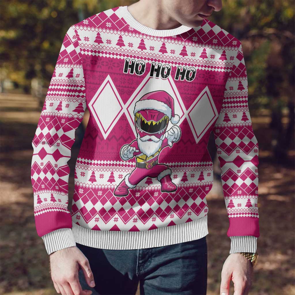 Power Pink Ranger Santa Claus Ugly Christmas Sweater Funny Christmas - Wonder Print Shop