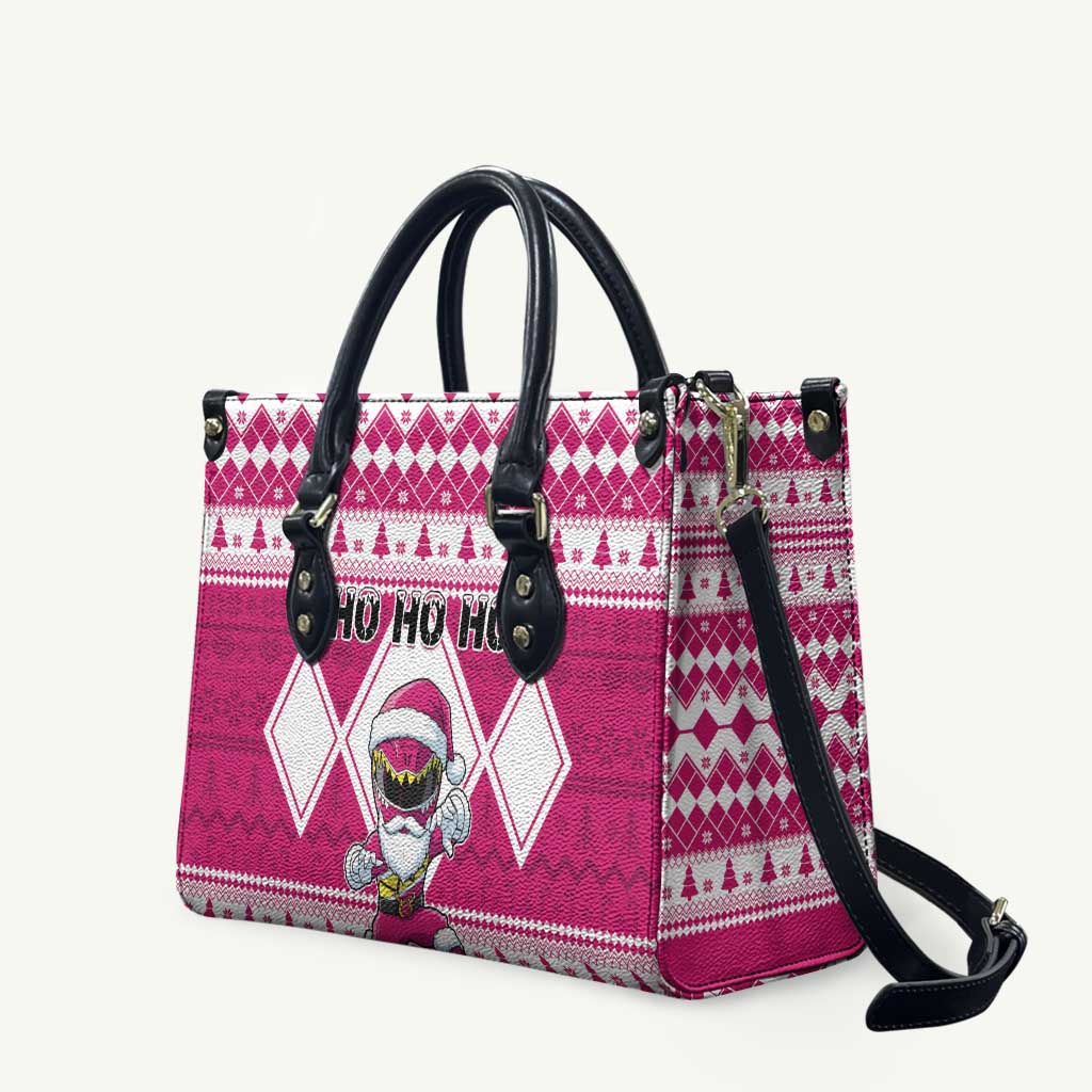 Power Pink Ranger Santa Claus Leather Bag Funny Christmas - Wonder Print Shop