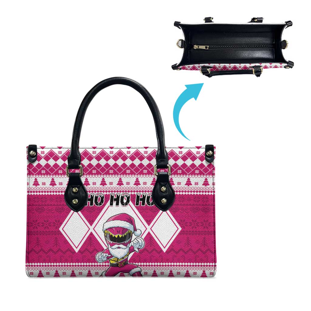 Power Pink Ranger Santa Claus Leather Bag Funny Christmas - Wonder Print Shop
