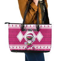Power Pink Ranger Santa Claus Leather Tote Bag Funny Christmas - Wonder Print Shop