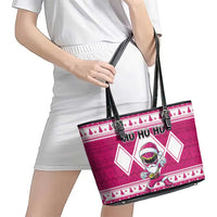 Power Pink Ranger Santa Claus Leather Tote Bag Funny Christmas - Wonder Print Shop