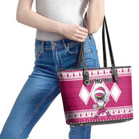 Power Pink Ranger Santa Claus Leather Tote Bag Funny Christmas - Wonder Print Shop