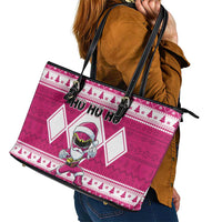 Power Pink Ranger Santa Claus Leather Tote Bag Funny Christmas - Wonder Print Shop