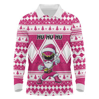 Personalized Power Pink Ranger Santa Claus Long Sleeve Polo Shirt Funny Christmas - Wonder Print Shop
